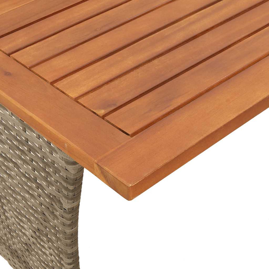 Tuintafel met acaciahouten blad 105x75x72 cm poly rattan grijs