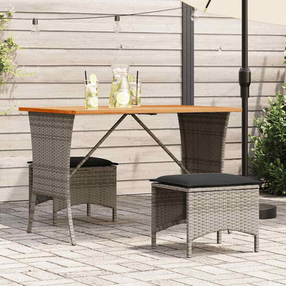 Tuintafel met acaciahouten blad 105x75x72 cm poly rattan grijs