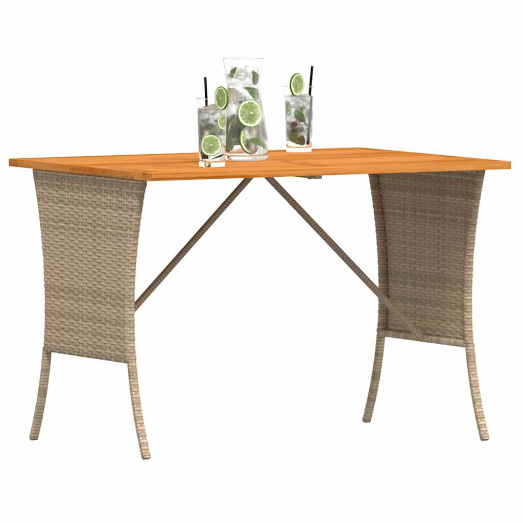 Tuintafel met acaciahouten blad 105x75x72 cm poly rattan beige