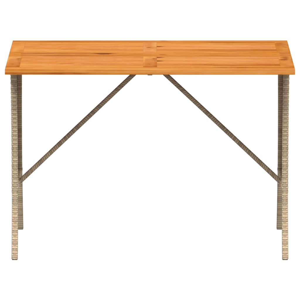 Tuintafel met acaciahouten blad 105x75x72 cm poly rattan beige