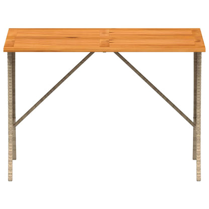 Tuintafel met acaciahouten blad 105x75x72 cm poly rattan beige