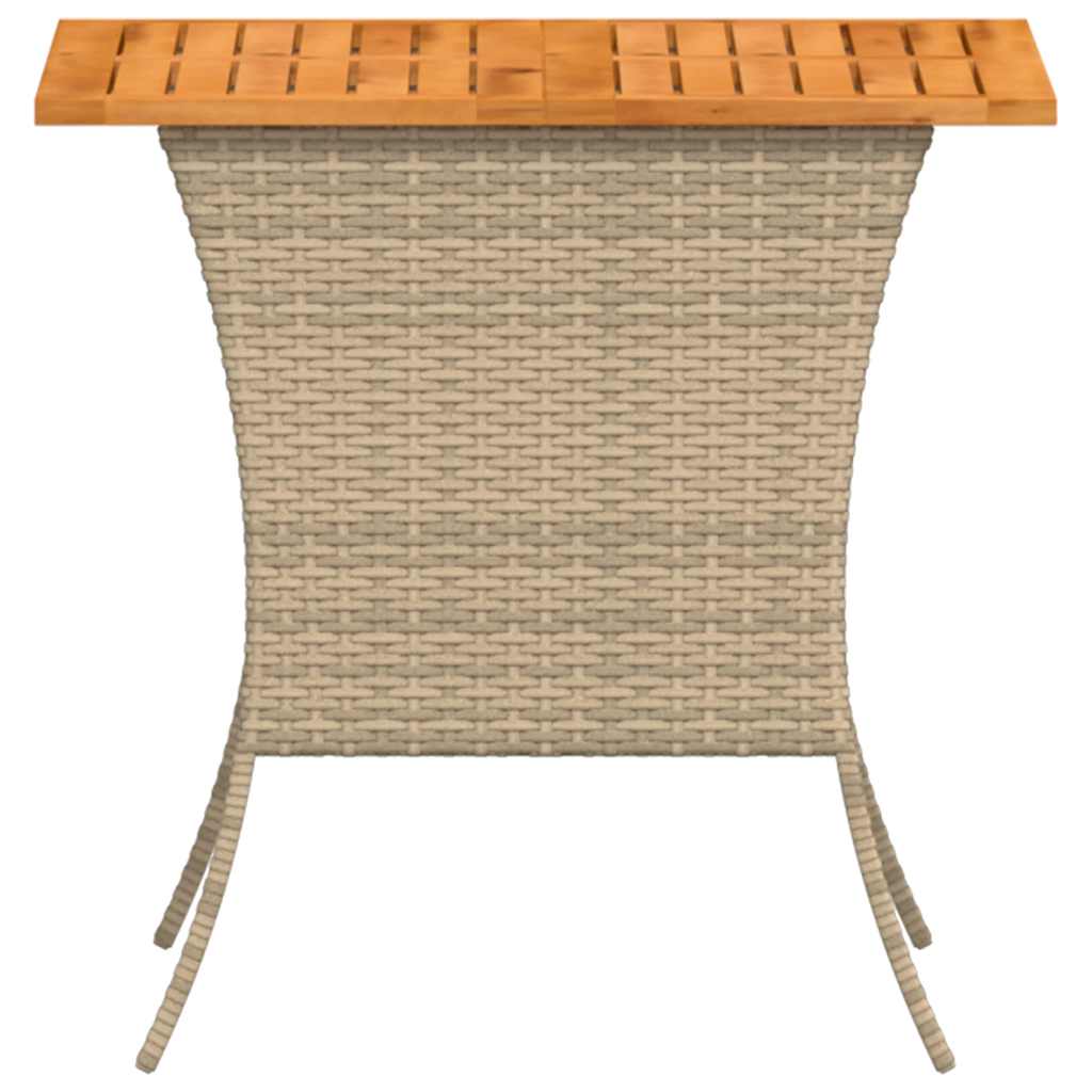 Tuintafel met acaciahouten blad 105x75x72 cm poly rattan beige