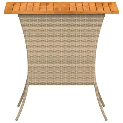 Tuintafel met acaciahouten blad 105x75x72 cm poly rattan beige