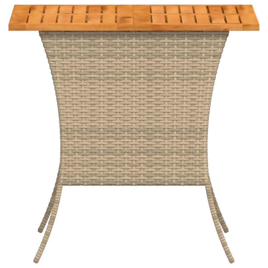 Tuintafel met acaciahouten blad 105x75x72 cm poly rattan beige