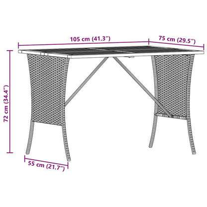 Tuintafel met acaciahouten blad 105x75x72 cm poly rattan beige