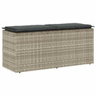 Tuinbank poly rattan 110x40x44 cm lichtgrijs met kussen