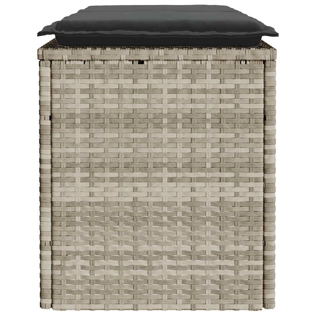 Tuinbank met kussen 110x40x44 cm poly rattan lichtgrijs