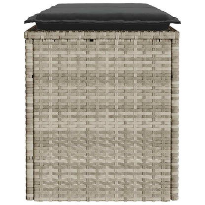 Tuinbank met kussen 110x40x44 cm poly rattan lichtgrijs