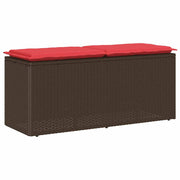 Tuinbank poly rattan 110x40x44 cm bruin met kussen