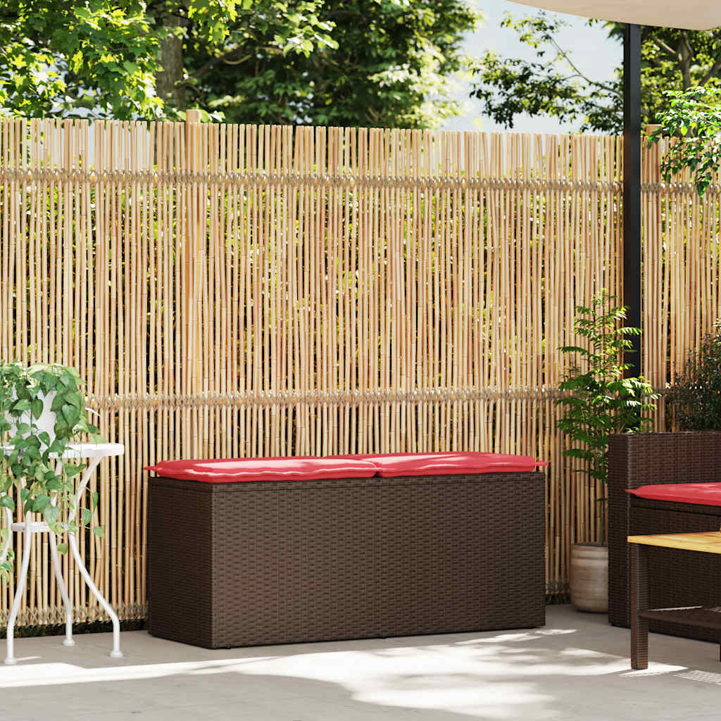 Tuinbank met kussen 110x40x44 cm poly rattan bruin