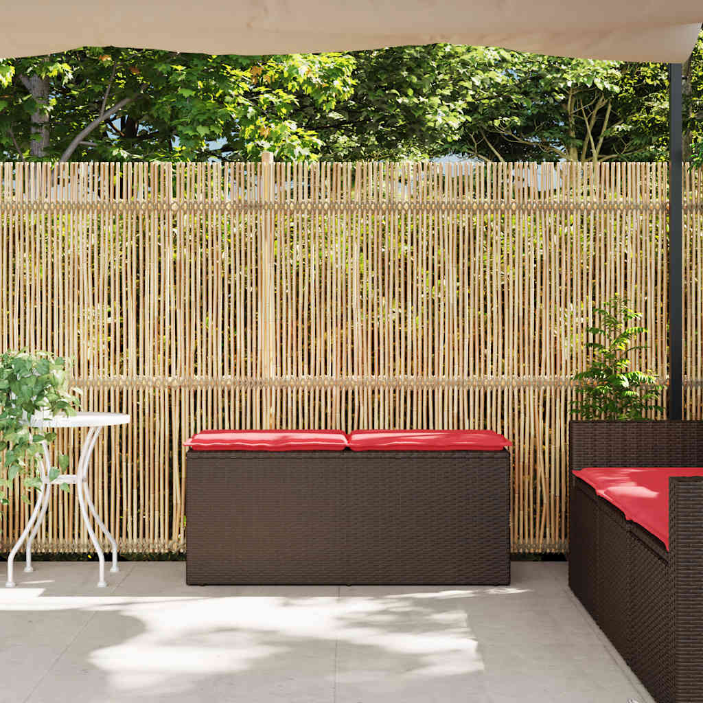 Tuinbank met kussen 110x40x44 cm poly rattan bruin