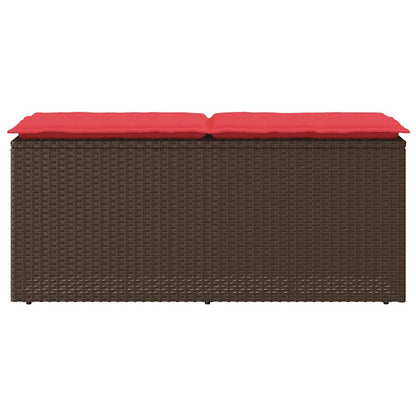 Tuinbank met kussen 110x40x44 cm poly rattan bruin