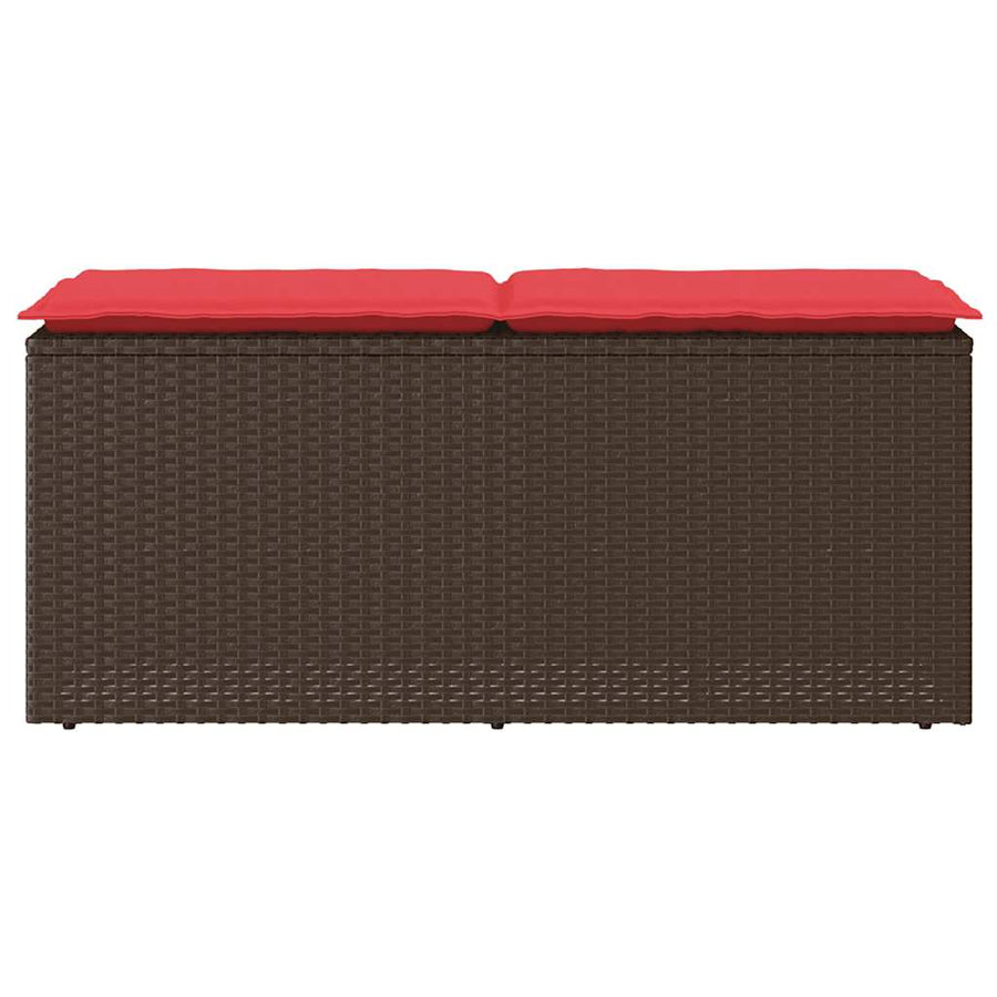 Tuinbank met kussen 110x40x44 cm poly rattan bruin