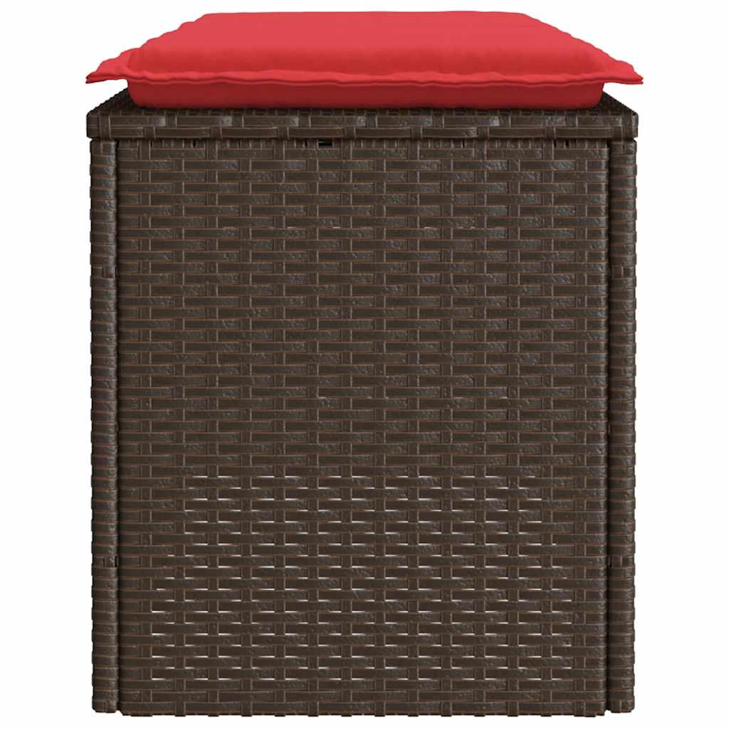Tuinbank met kussen 110x40x44 cm poly rattan bruin