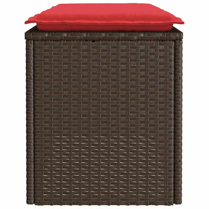 Tuinbank met kussen 110x40x44 cm poly rattan bruin