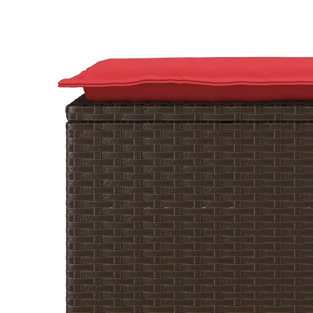 Tuinbank met kussen 110x40x44 cm poly rattan bruin