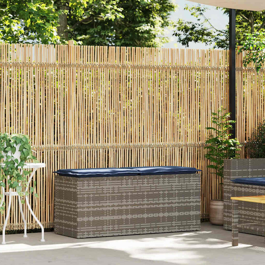 Tuinbank met kussen 110x40x44 cm poly rattan grijs