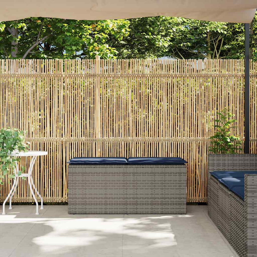 Tuinbank met kussen 110x40x44 cm poly rattan grijs