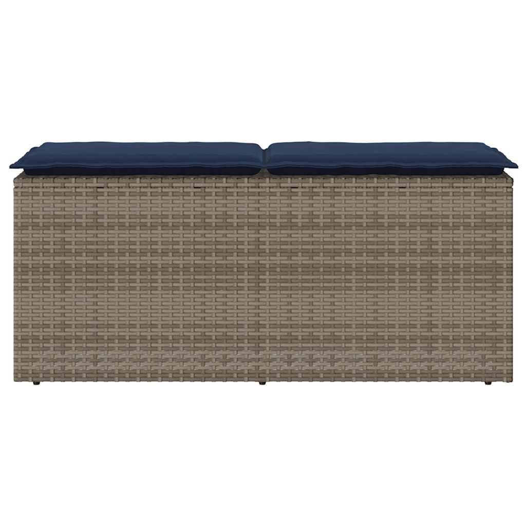 Tuinbank met kussen 110x40x44 cm poly rattan grijs