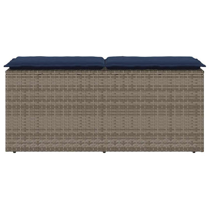 Tuinbank met kussen 110x40x44 cm poly rattan grijs