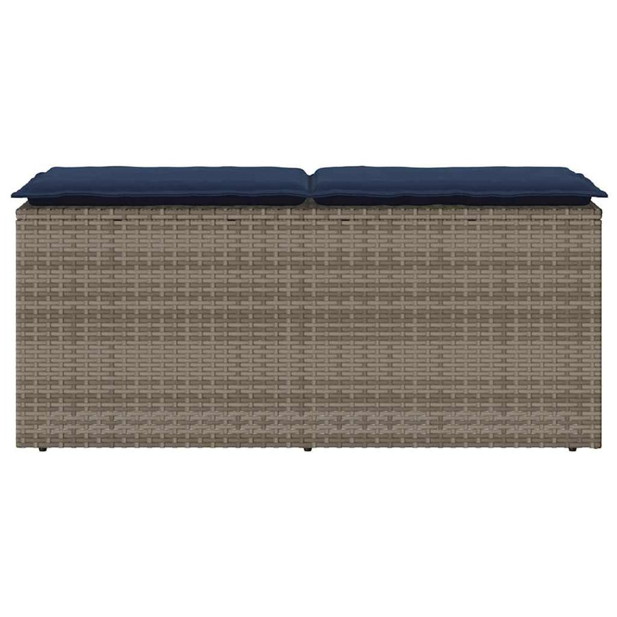 Tuinbank met kussen 110x40x44 cm poly rattan grijs