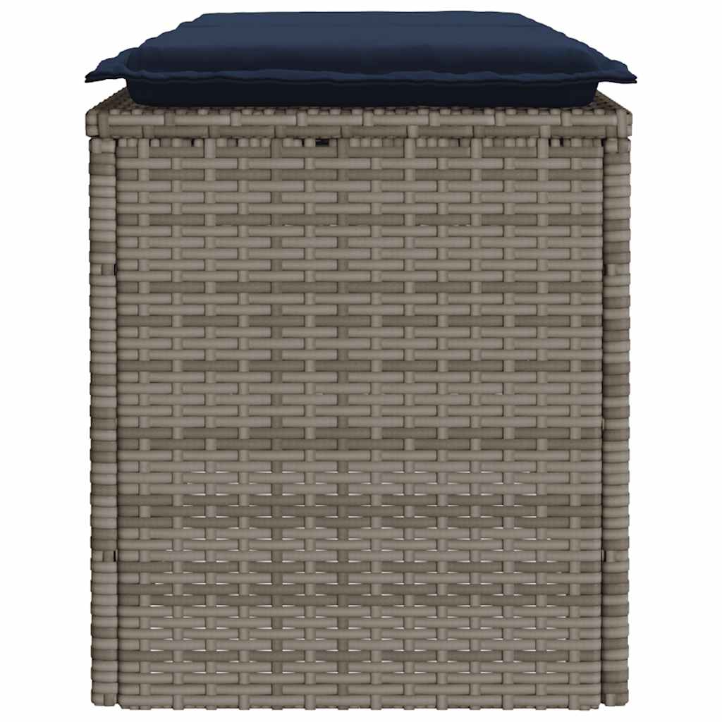 Tuinbank met kussen 110x40x44 cm poly rattan grijs