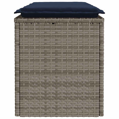 Tuinbank met kussen 110x40x44 cm poly rattan grijs