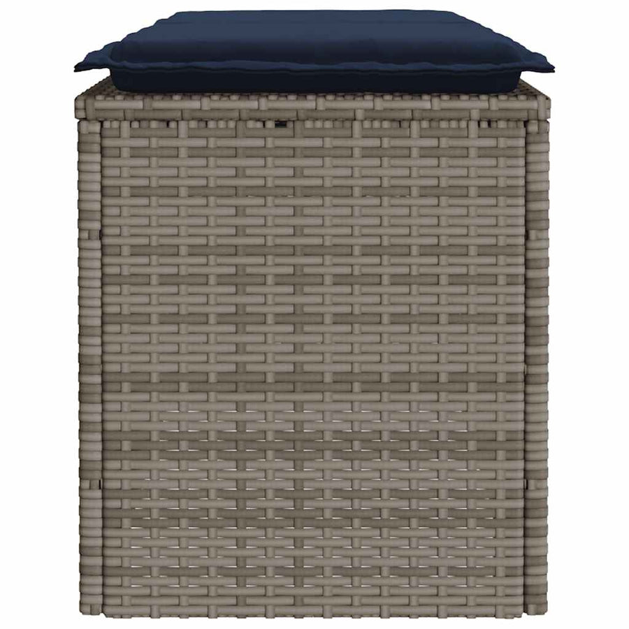 Tuinbank met kussen 110x40x44 cm poly rattan grijs