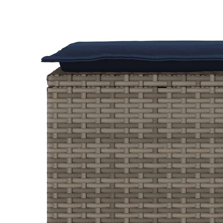 Tuinbank met kussen 110x40x44 cm poly rattan grijs