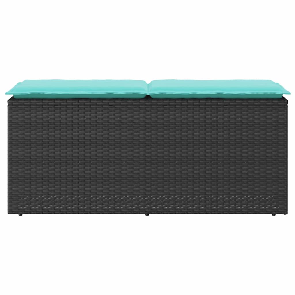 Tuinbank met kussen 110x40x44 cm poly rattan zwart
