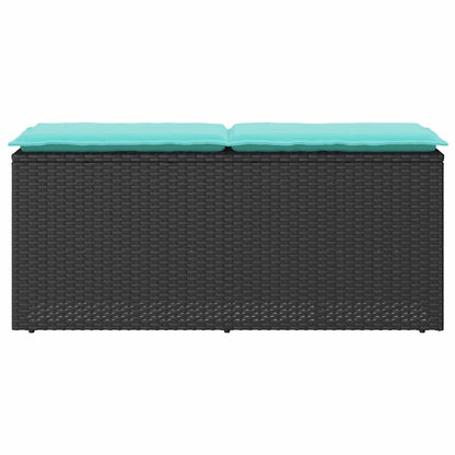 Tuinbank met kussen 110x40x44 cm poly rattan zwart