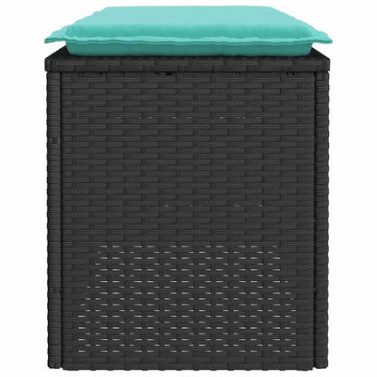 Tuinbank met kussen 110x40x44 cm poly rattan zwart
