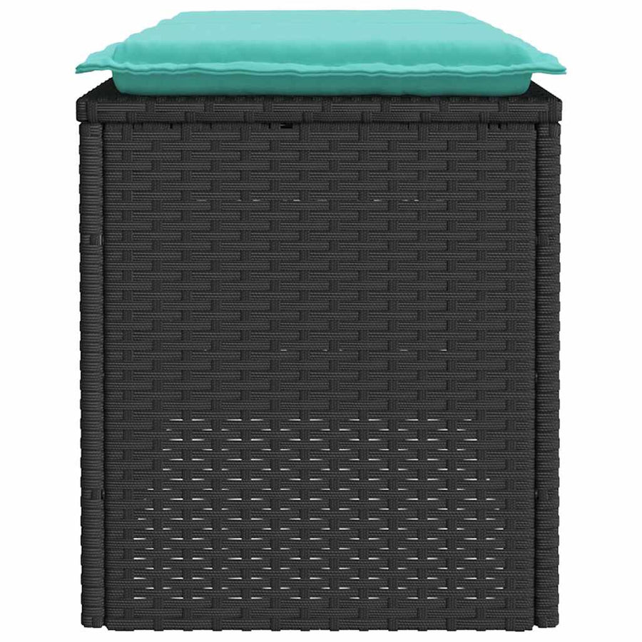 Tuinbank met kussen 110x40x44 cm poly rattan zwart