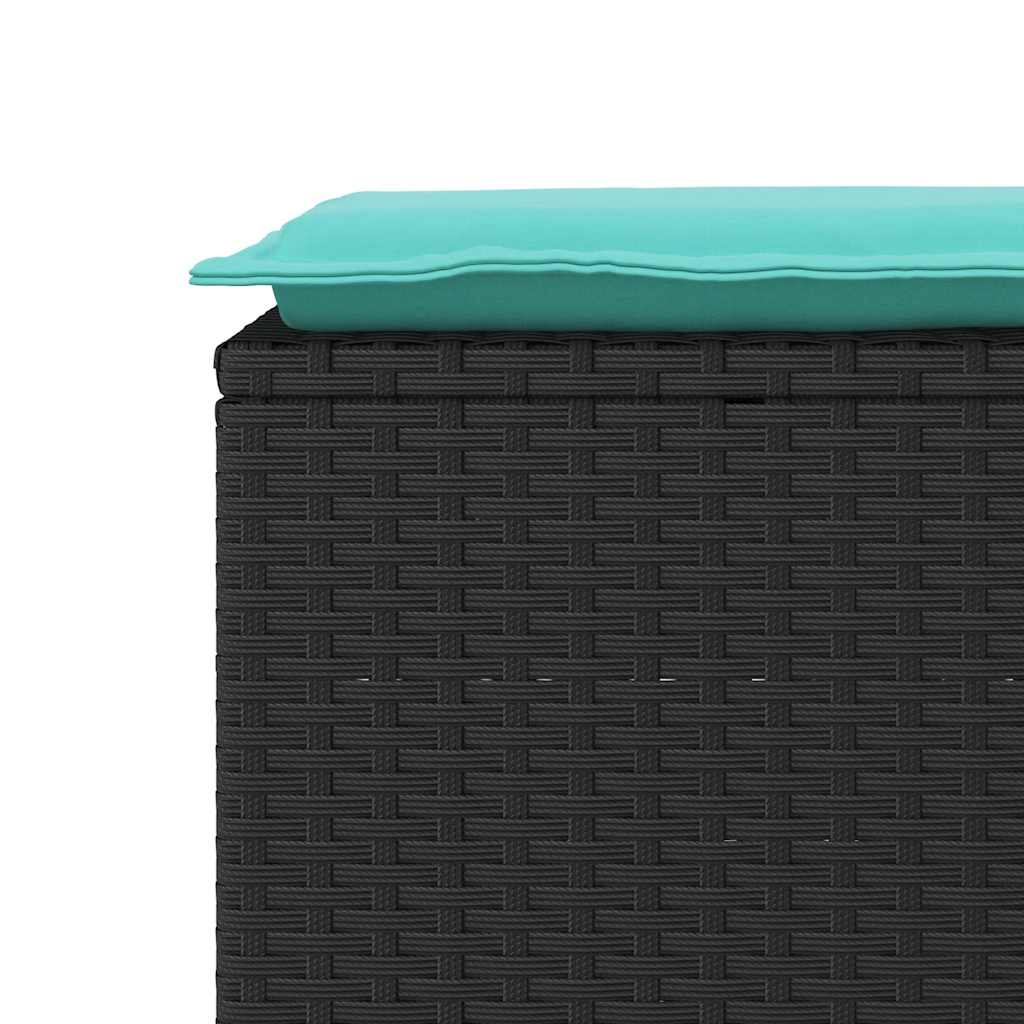 Tuinbank met kussen 110x40x44 cm poly rattan zwart