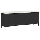 Garden bench with cushion 110x30x40.5 cm poly rattan black