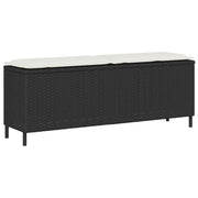 Tuinbank poly rattan 110x30x40,5 cm zwart met kussen