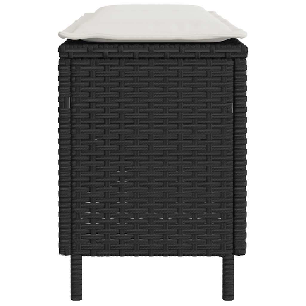 Tuinbank met kussen 110x30x40,5 cm poly rattan zwart