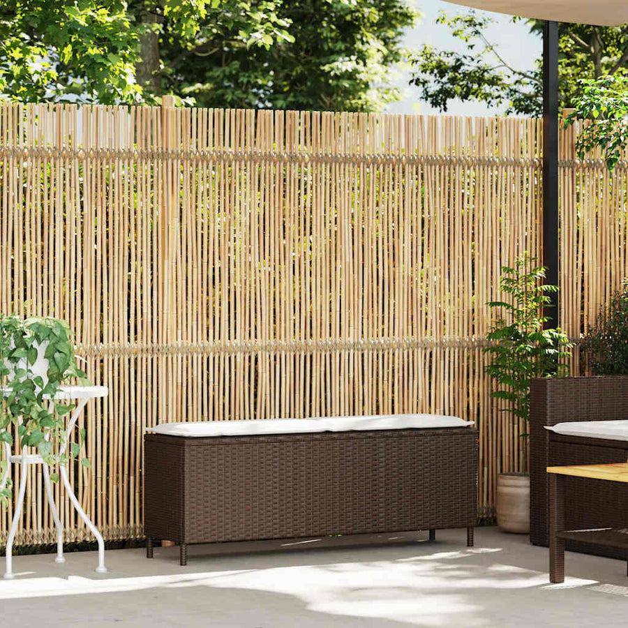 Tuinbank met kussen 110x30x40,5 cm poly rattan bruin