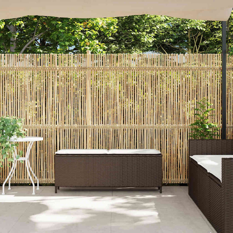 Tuinbank met kussen 110x30x40,5 cm poly rattan bruin