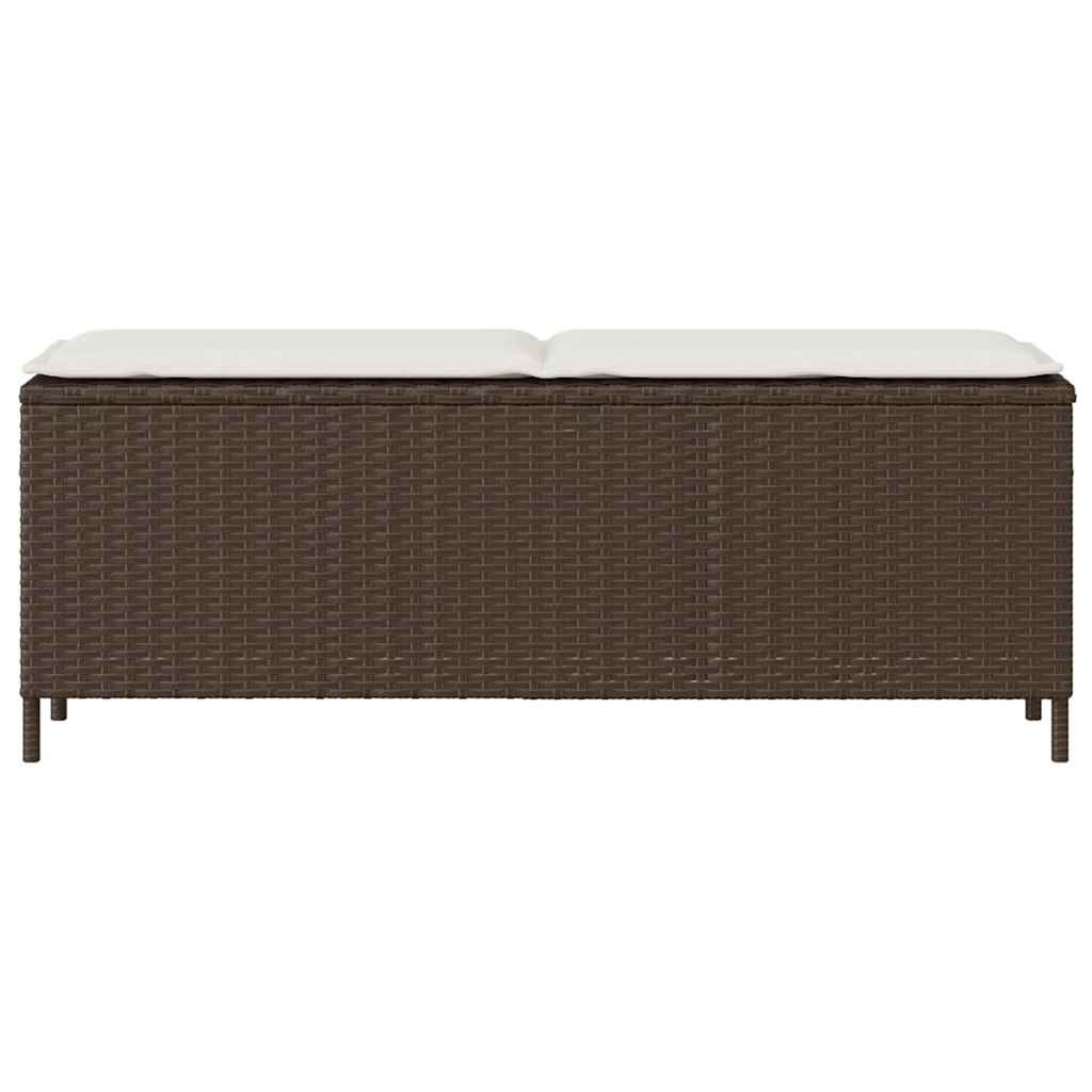 Tuinbank met kussen 110x30x40,5 cm poly rattan bruin