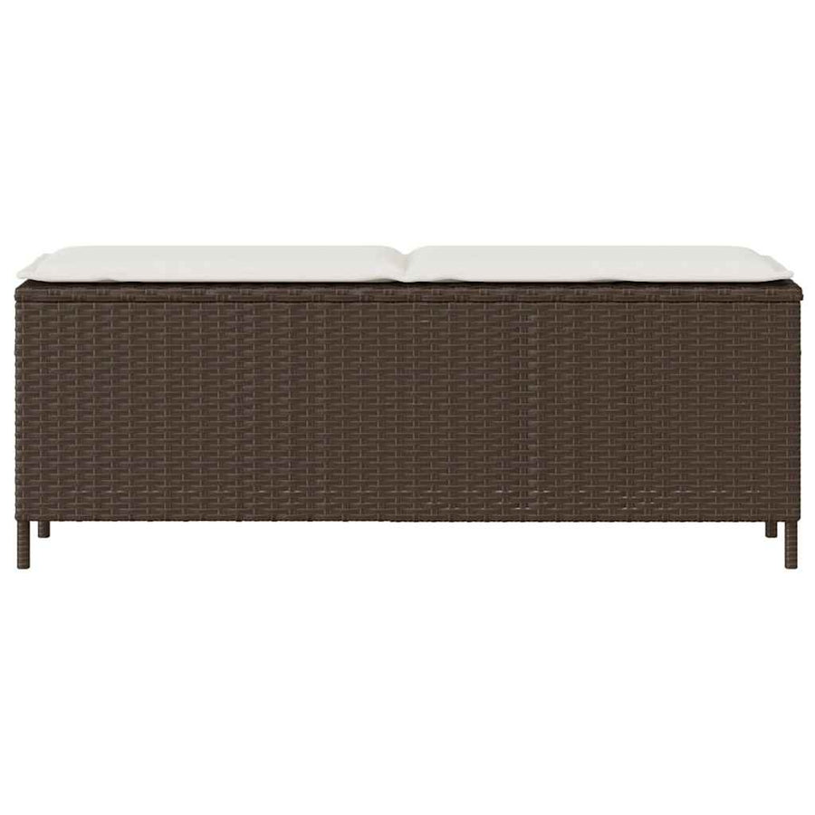 Tuinbank met kussen 110x30x40,5 cm poly rattan bruin