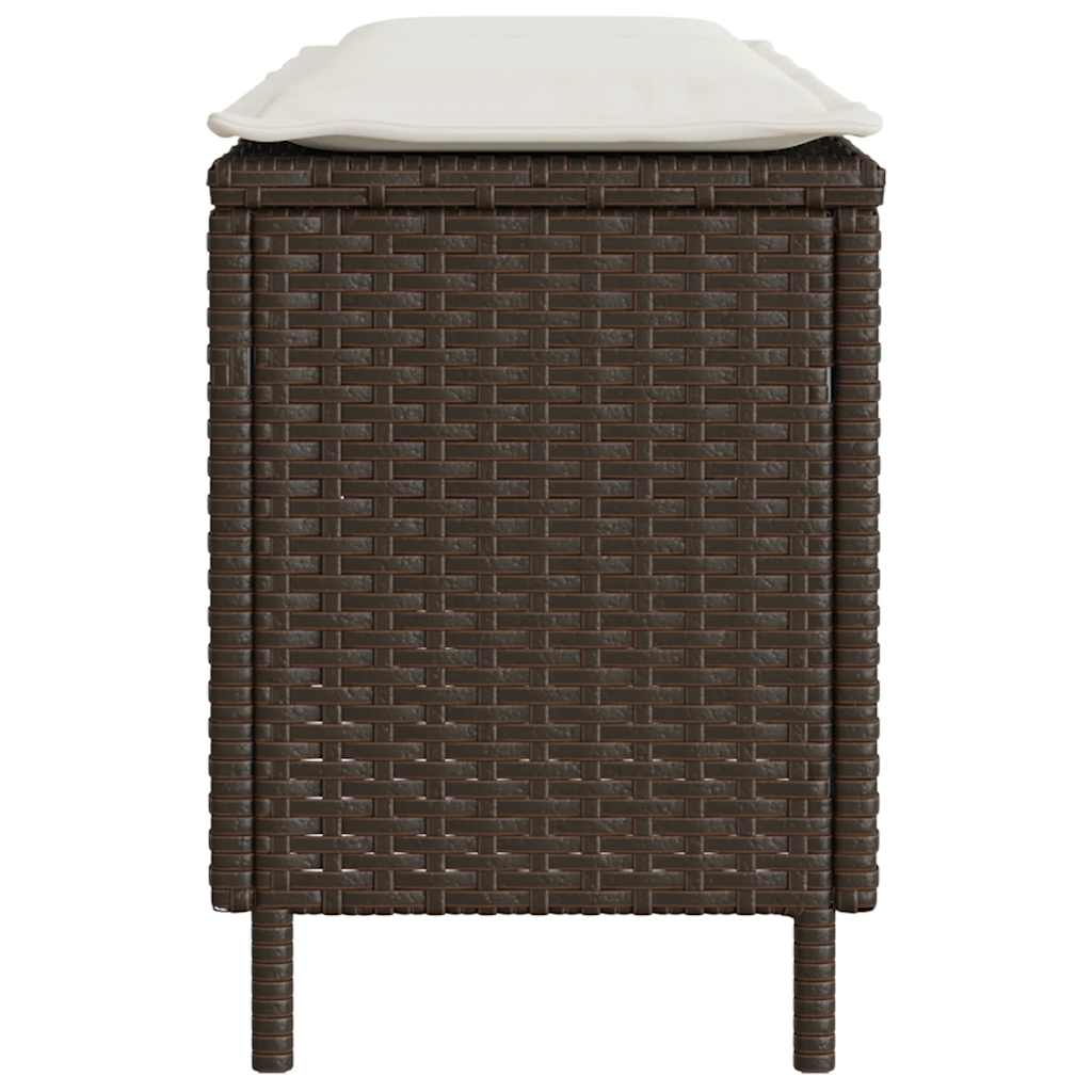 Tuinbank met kussen 110x30x40,5 cm poly rattan bruin