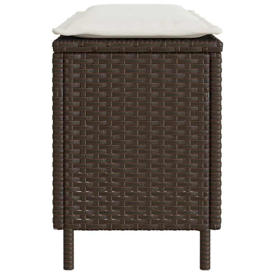 Tuinbank met kussen 110x30x40,5 cm poly rattan bruin