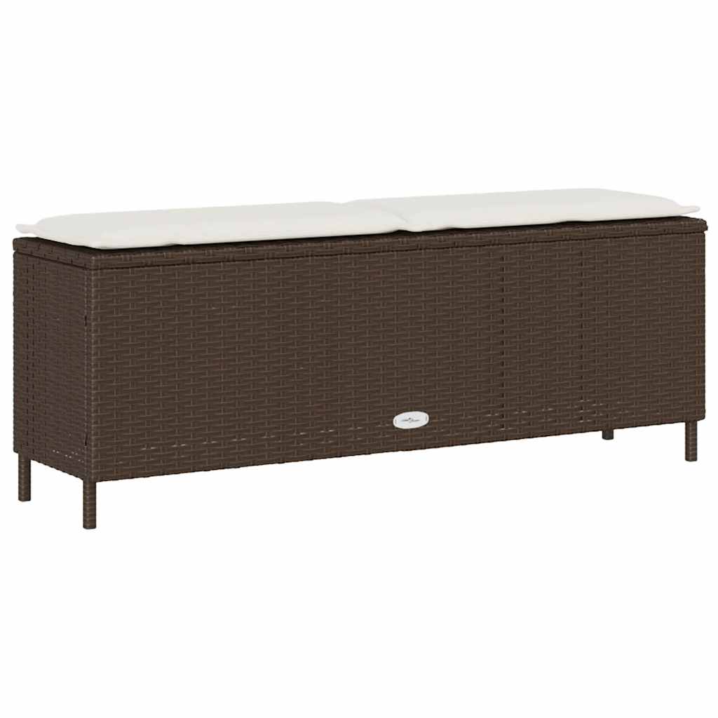 Tuinbank met kussen 110x30x40,5 cm poly rattan bruin
