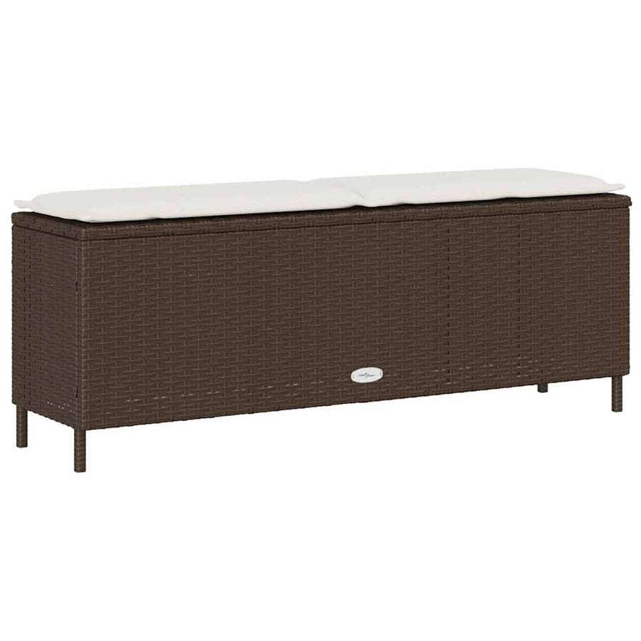Tuinbank met kussen 110x30x40,5 cm poly rattan bruin