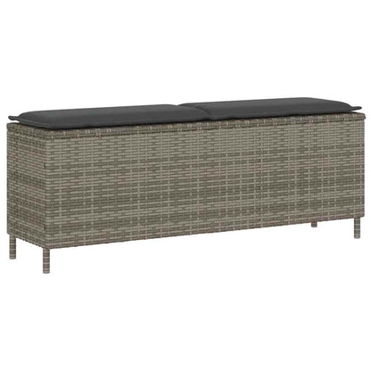 Tuinbank met kussen 110x30x40,5 cm poly rattan grijs