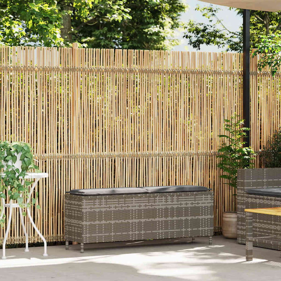 Tuinbank met kussen 110x30x40,5 cm poly rattan grijs