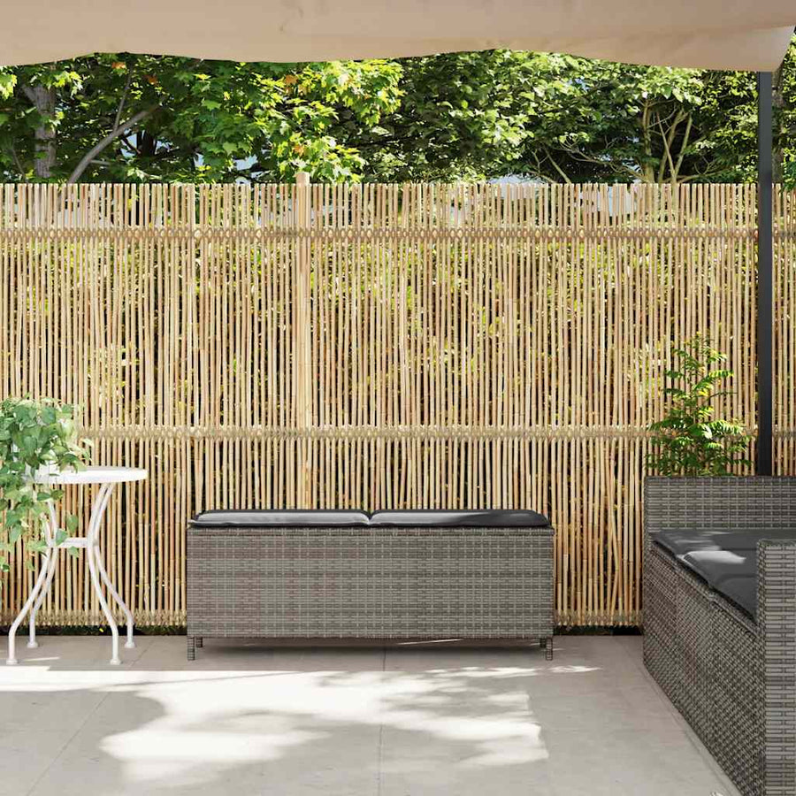 Tuinbank met kussen 110x30x40,5 cm poly rattan grijs