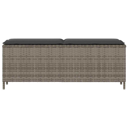 Tuinbank met kussen 110x30x40,5 cm poly rattan grijs