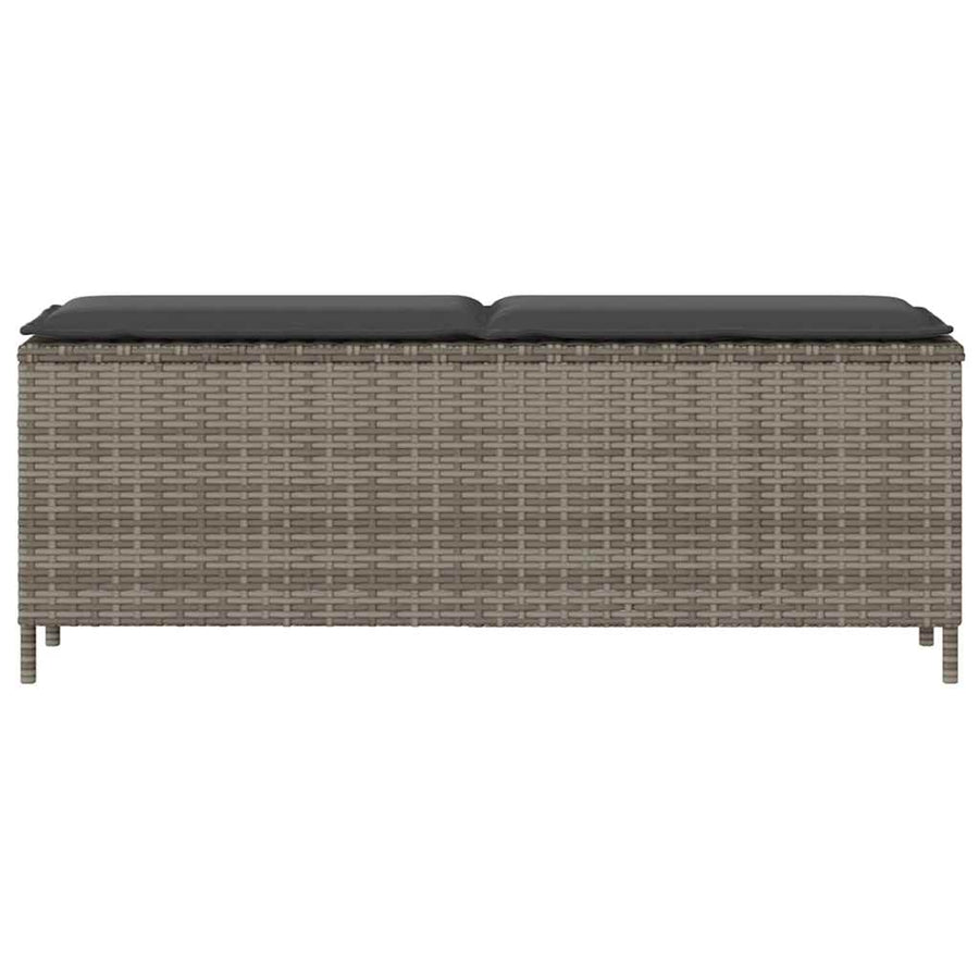 Tuinbank met kussen 110x30x40,5 cm poly rattan grijs